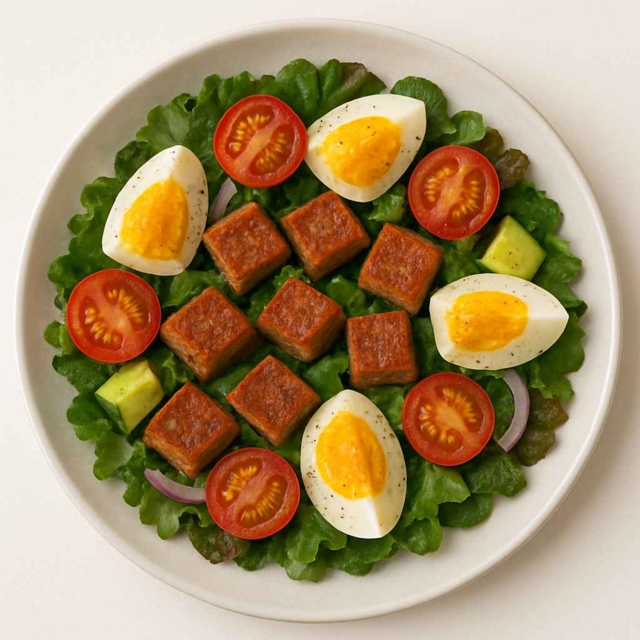 Salad with meatloaf