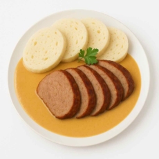 Roasted meatloaf in cream sauce