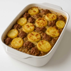 Baked potatoes with meatloaf